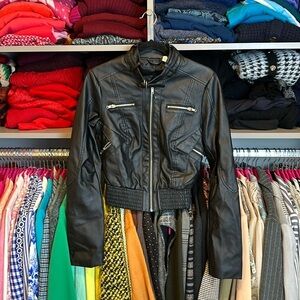 Muscato black faux leather jacket size S NWT